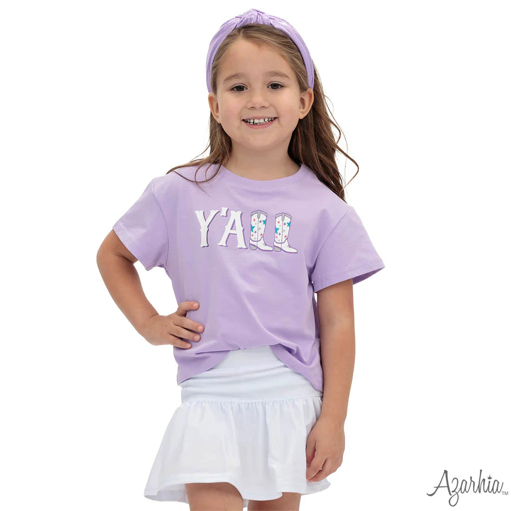 Lavender Glitter "YALL" Boxy Tee
