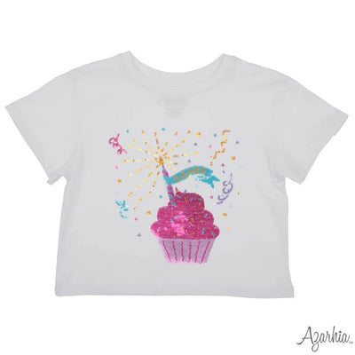 Sequin Birthday Cupcake Boxy Tee
