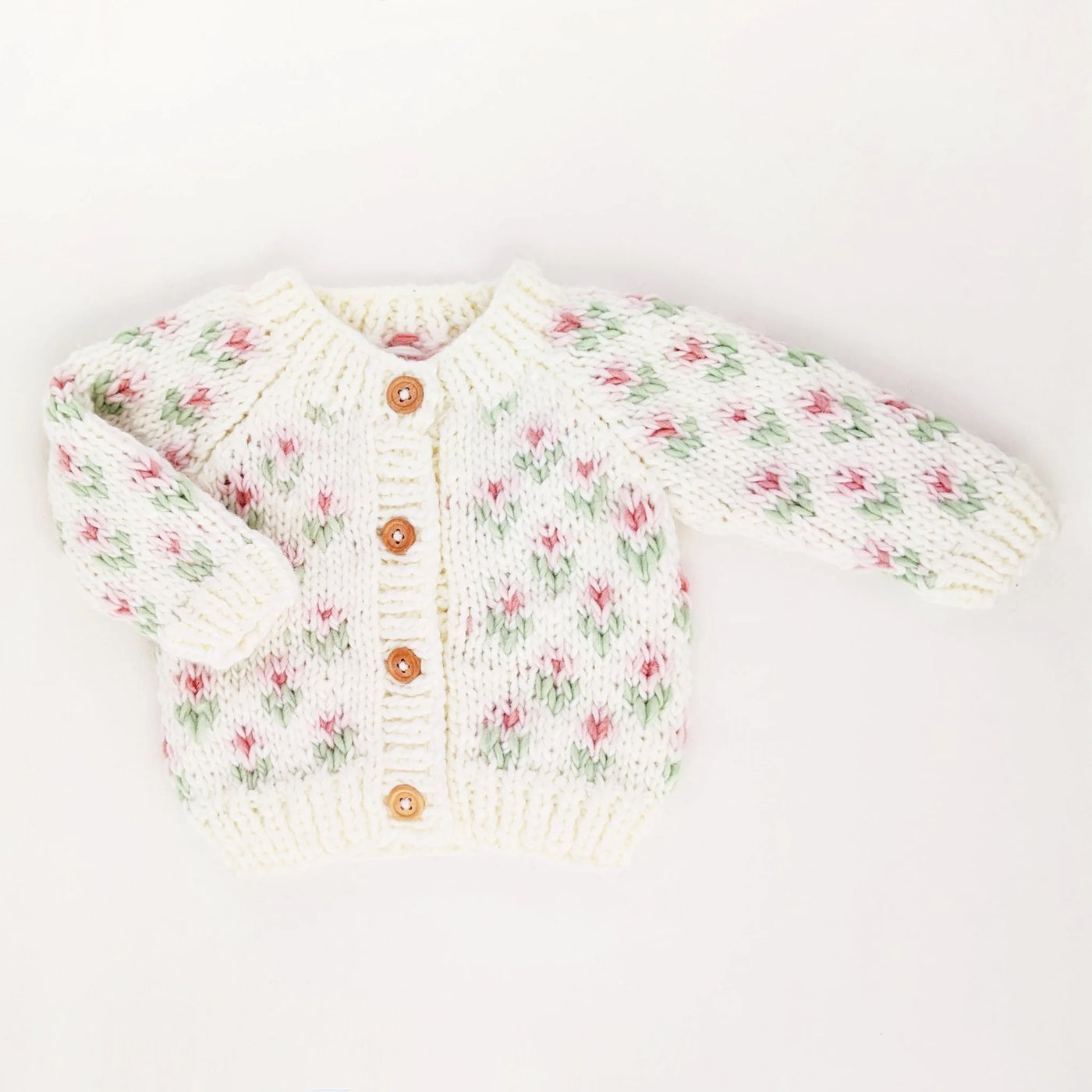 Cardigan Sweater - White Bitty Blooms