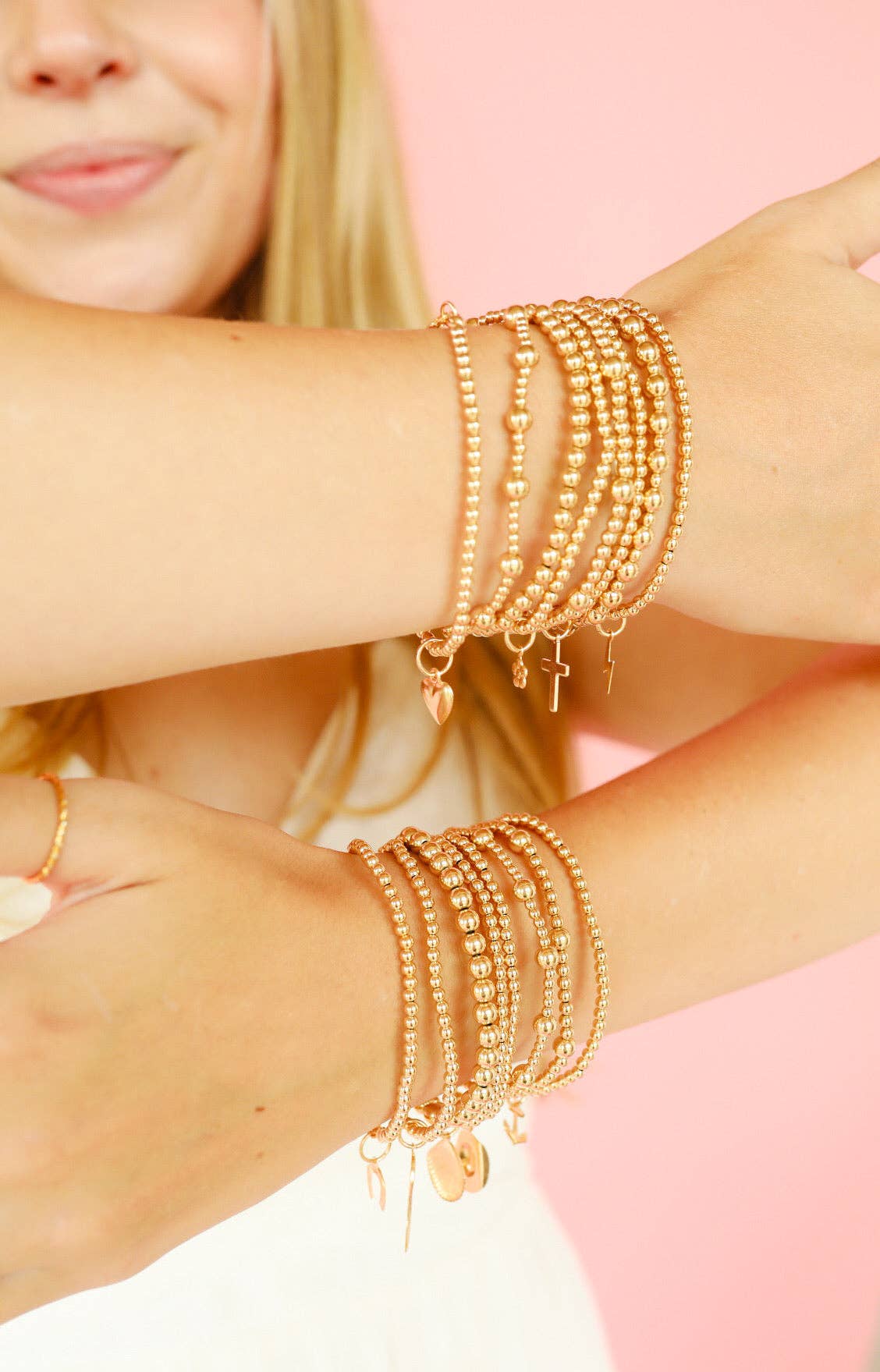 Gold Cross Charm Bracelet 6.75"