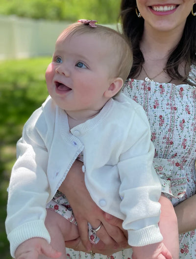 Ruffle Placket Cardigan - Ivory
