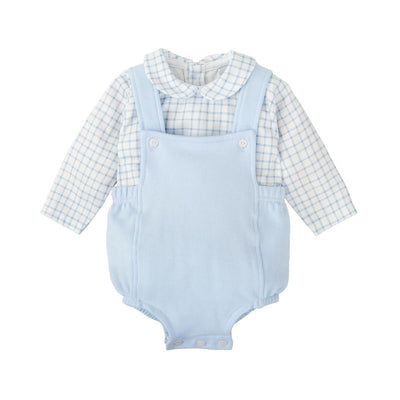 Boy Cotton Knitted Romper - Sky Blue