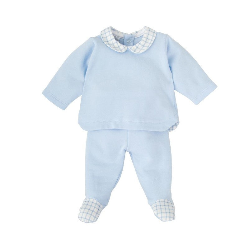 Boy Cotton Knitted 2pc Babygrow - Sky Blue