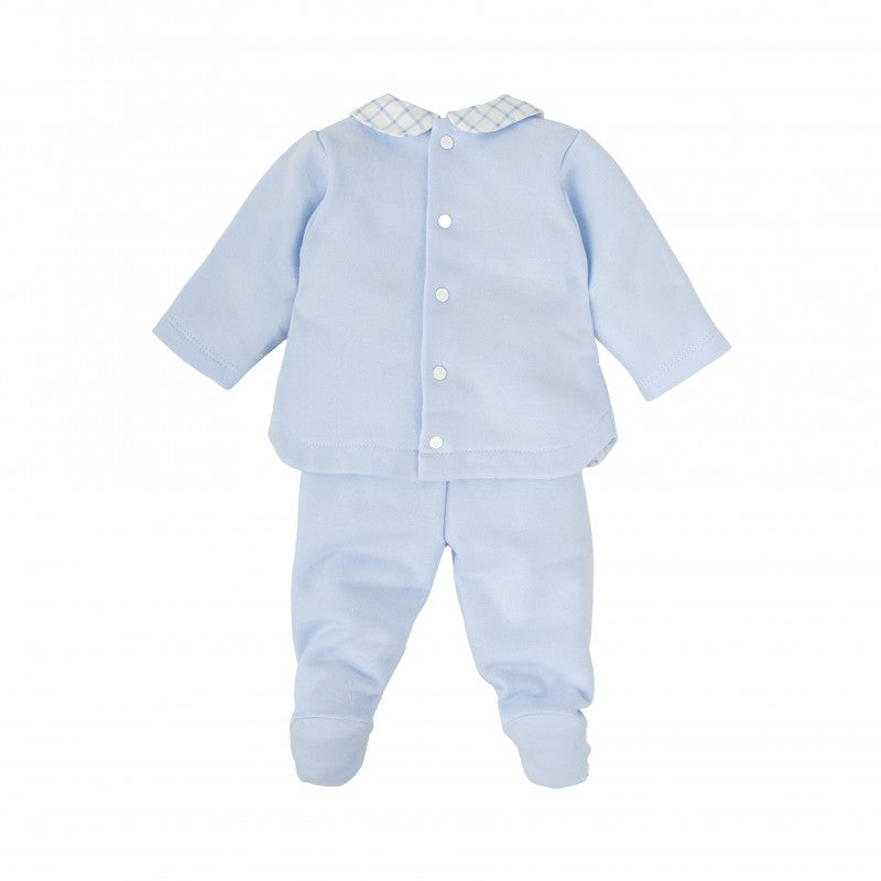 Boy Cotton Knitted 2pc Babygrow - Sky Blue