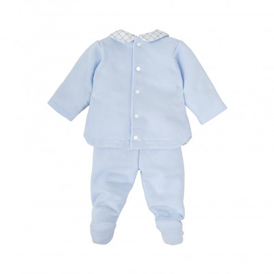 Boy Cotton Knitted 2pc Babygrow - Sky Blue
