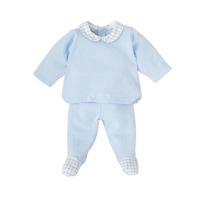 Boy Cotton Knitted 2pc Babygrow - Sky Blue