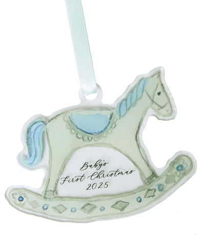 Baby’s First Christmas Rocking Horse Ornament - Blue
