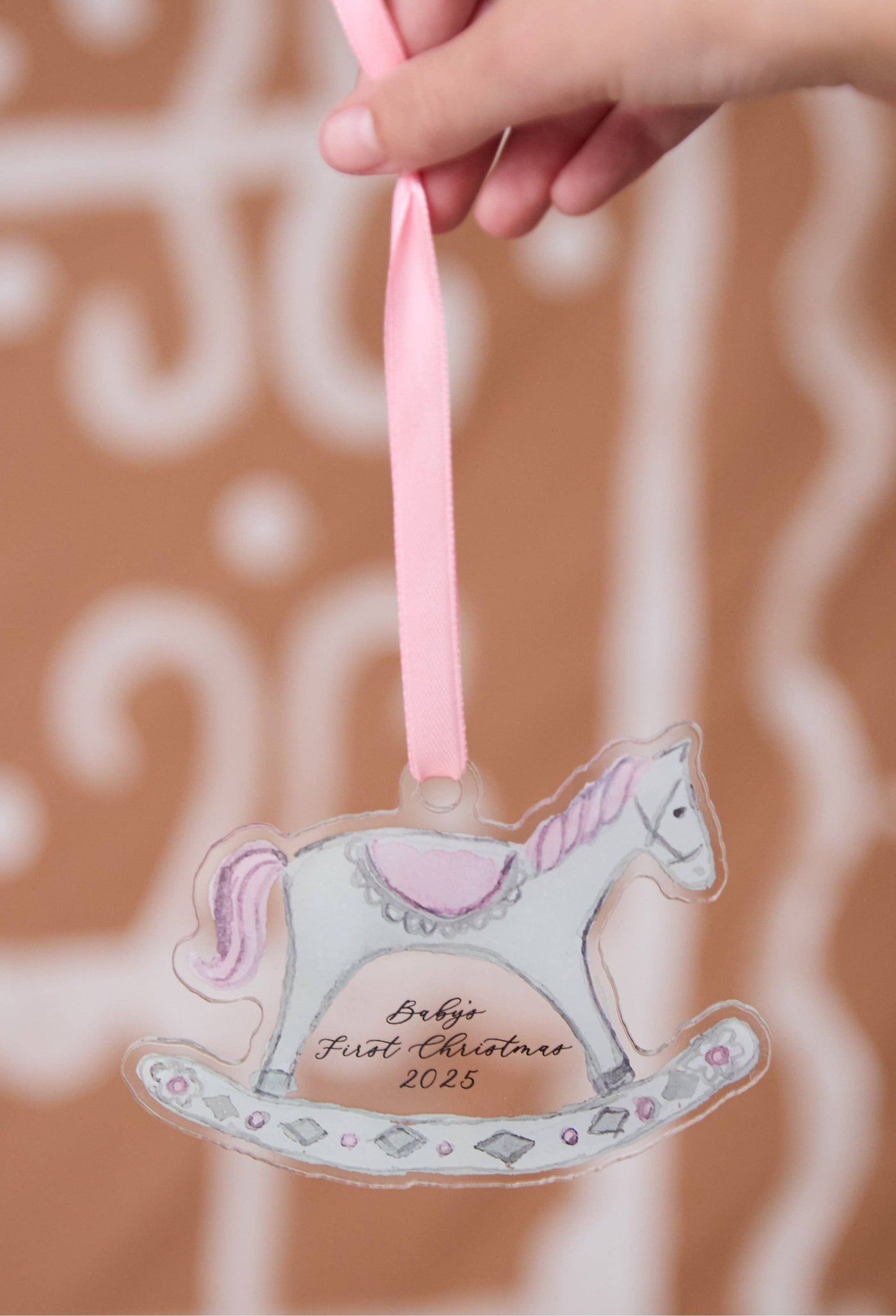 Baby’s First Christmas Rocking Horse Ornament - Pink