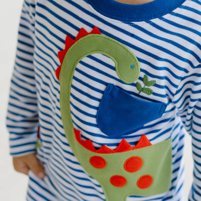 Jacob's Play Tee - Royal Blue Dino