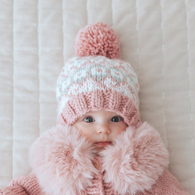 Beanie Hat - Fairisle Rosy