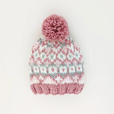 Beanie Hat - Fairisle Rosy
