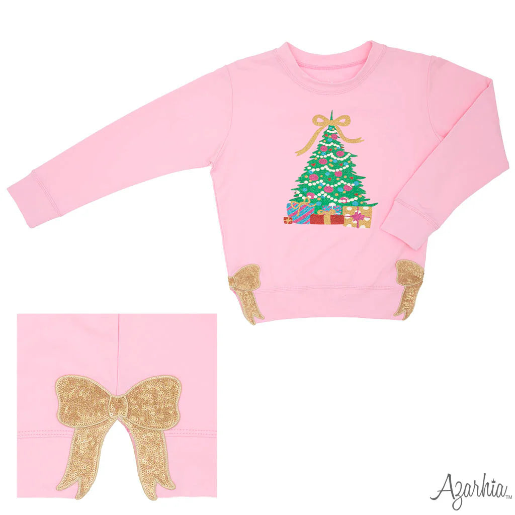 Pink Holly Sweatshirt - Glitter Christmas Tree
