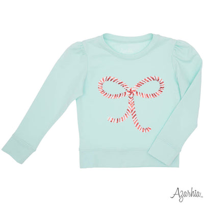 Sequin Candy Cane Bow Sweatshirt - Mint