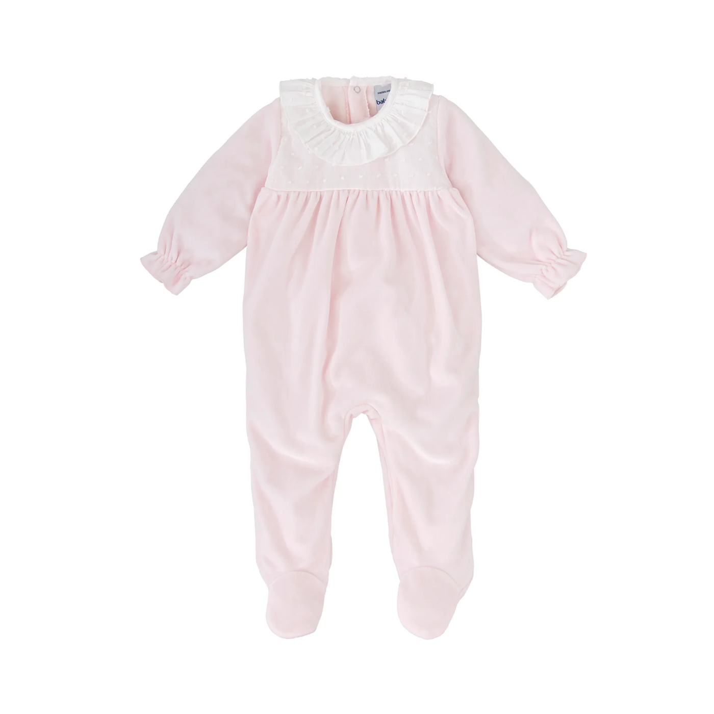 Swiss Dot Velour Babygrow - Pink