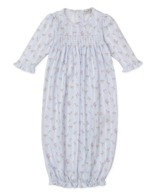 Smocked Sack - Ribbon Stripe Bouquets - Blue