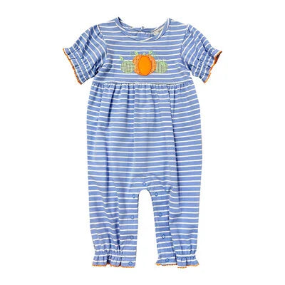 Ishtex Pumpkin Applique Girl Romper