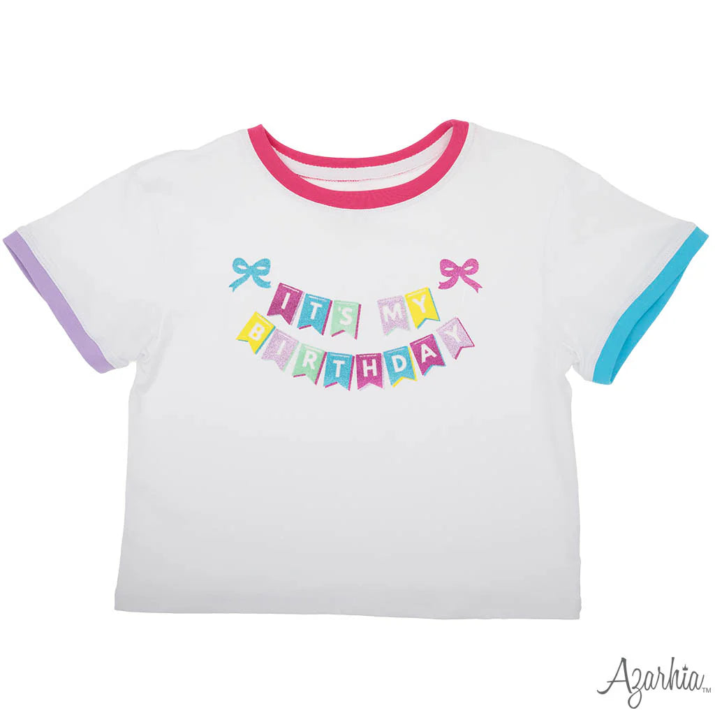 Ringer Boxy Tee - Turqouise/Pink/Lav