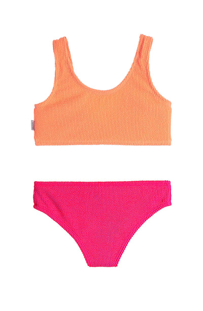 Izy Crinkle Tie Front Bikini in Watermelon Lipstick