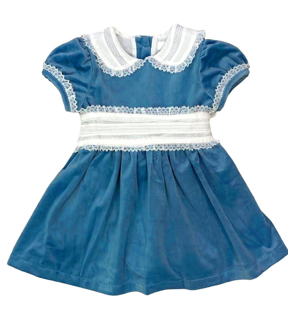 Lulu Bebe Scarlet Blue Velvet Lace Dress