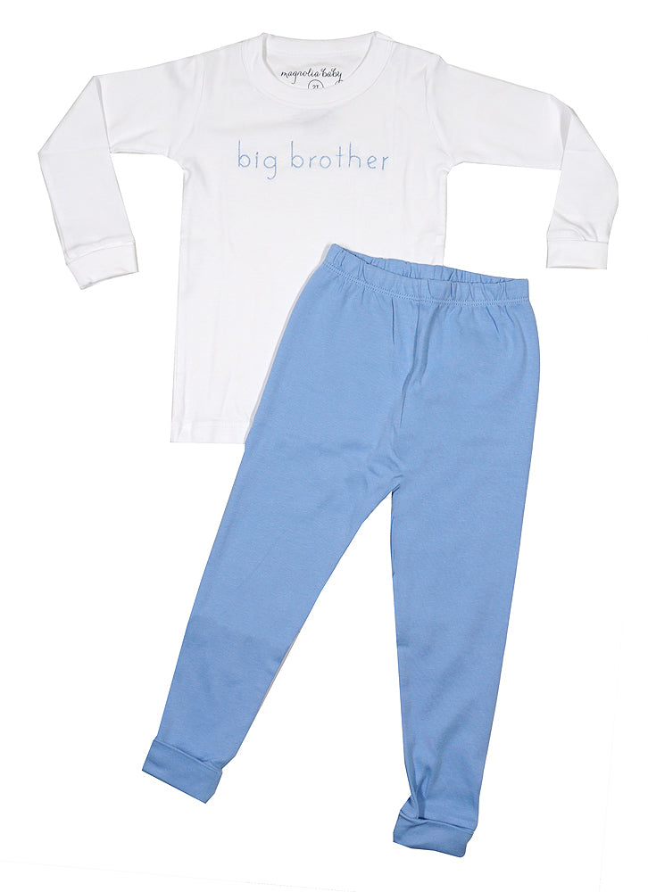 Embroidered Big Brother Blue Long PJ Set