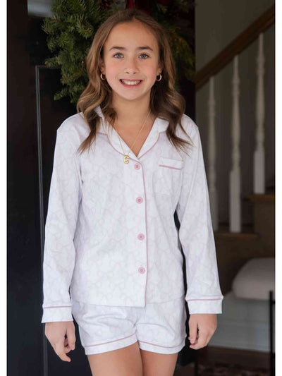 Button Up Lounge Set - Light Pink Bows