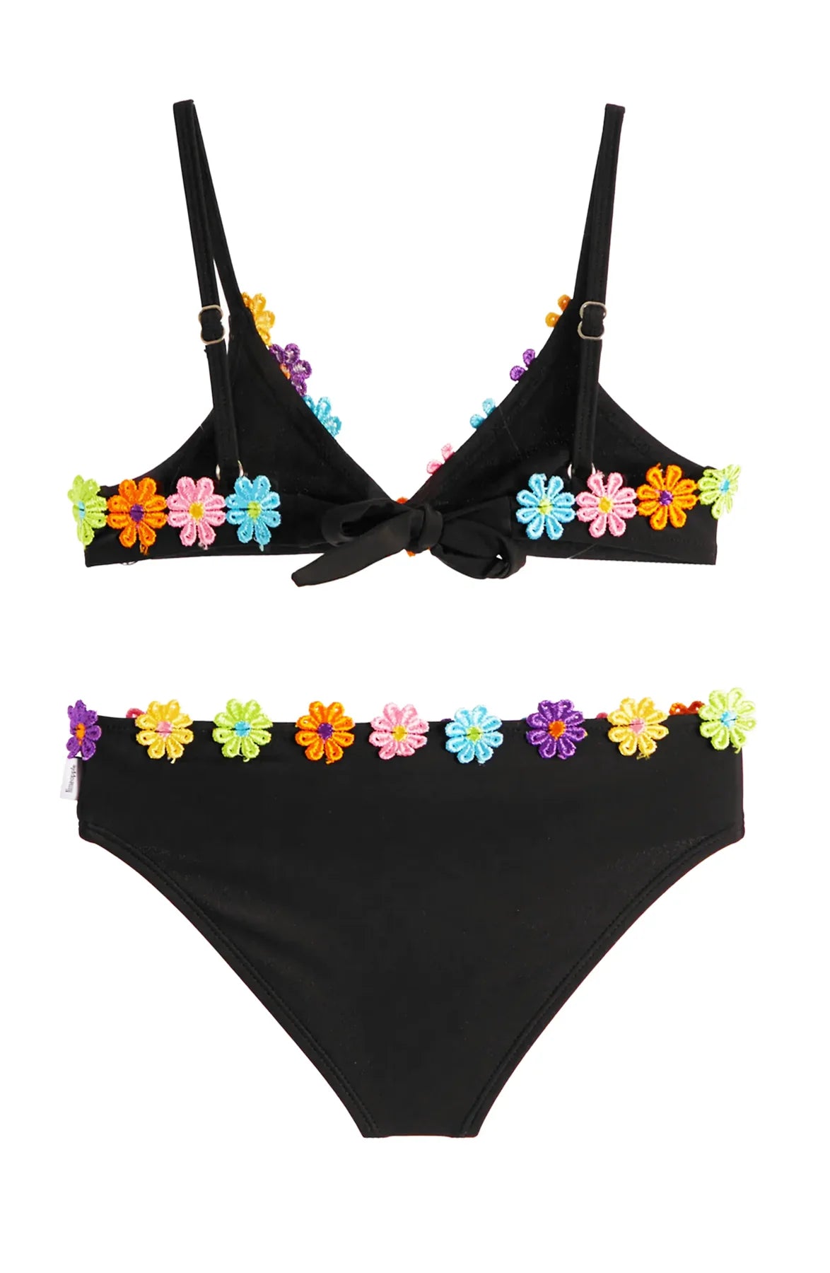 Poppy Floral Trim Bikini in Black