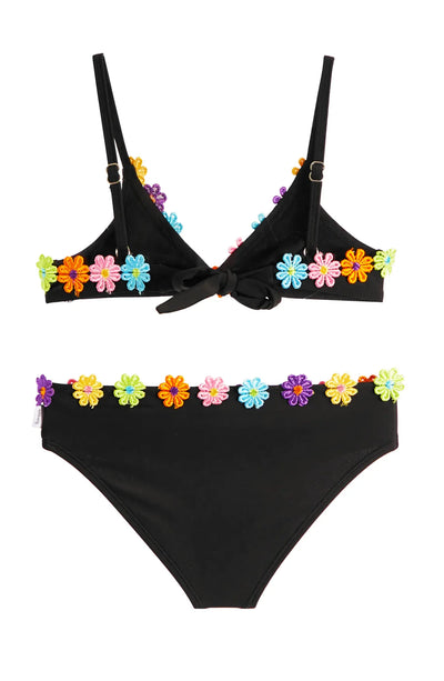 Poppy Floral Trim Bikini in Black