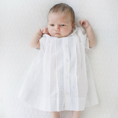 Boy Leaf Daygown - White