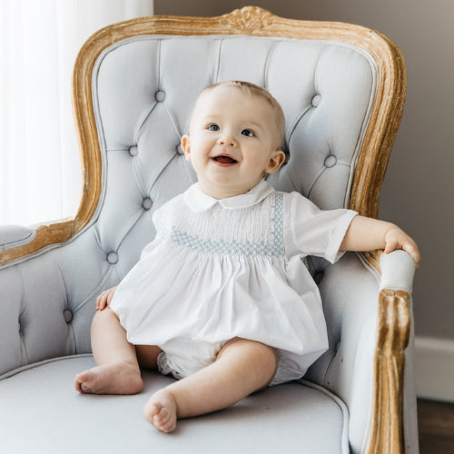 Pink Rosebud Diamond Smocked Dress