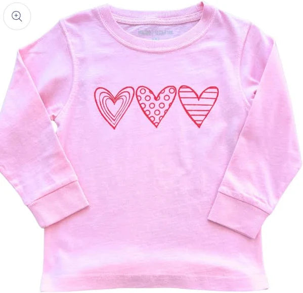 Mustard & Ketchup L/S Pink Hearts Trio Shirt