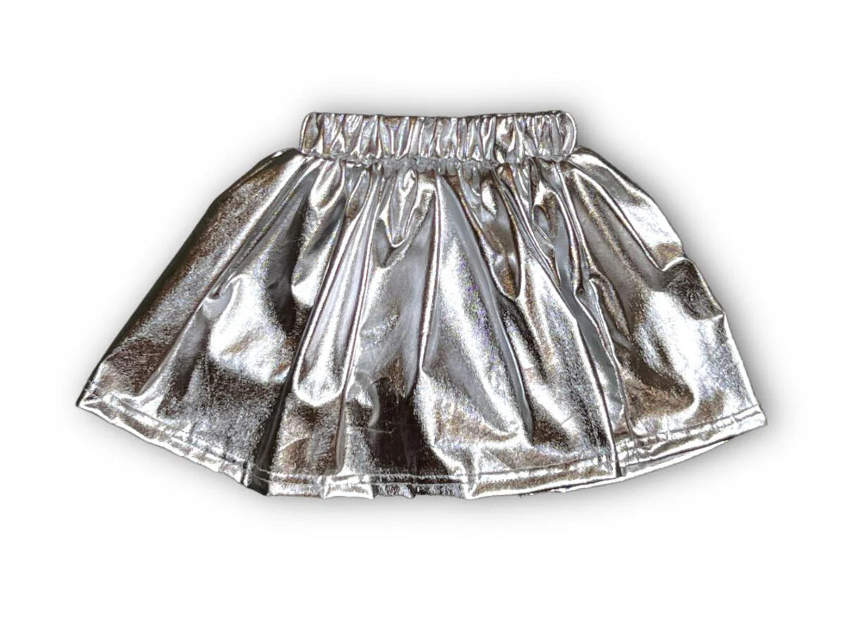 Metallic Silver Skort