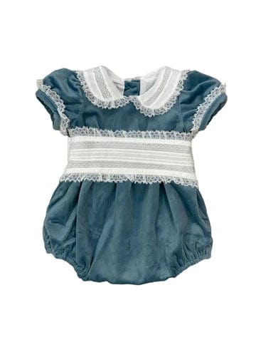 Lulu Bebe Sky Blue Velvet Lace Bubble