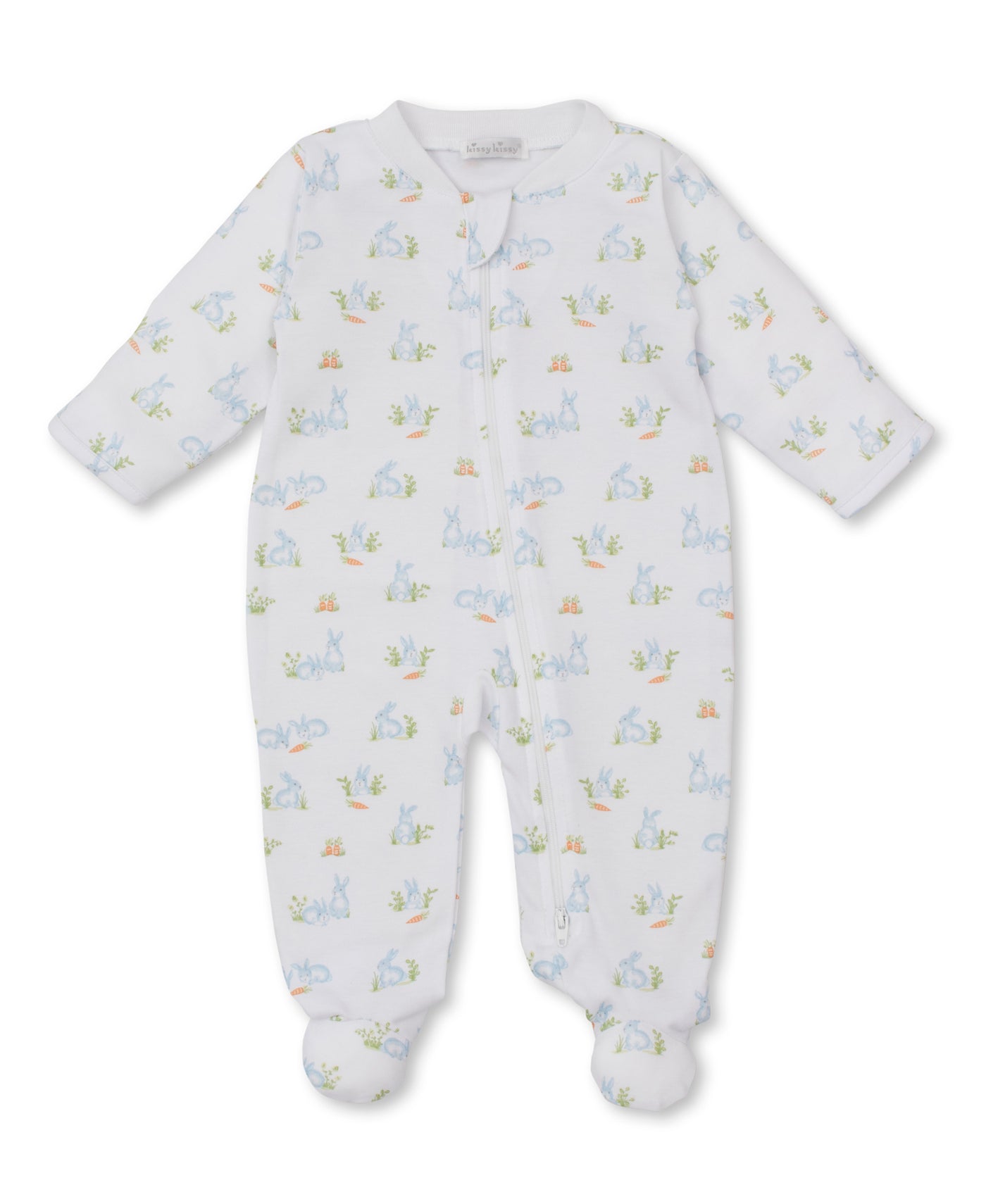 Kissy Bunny Patch Print Zip Footie