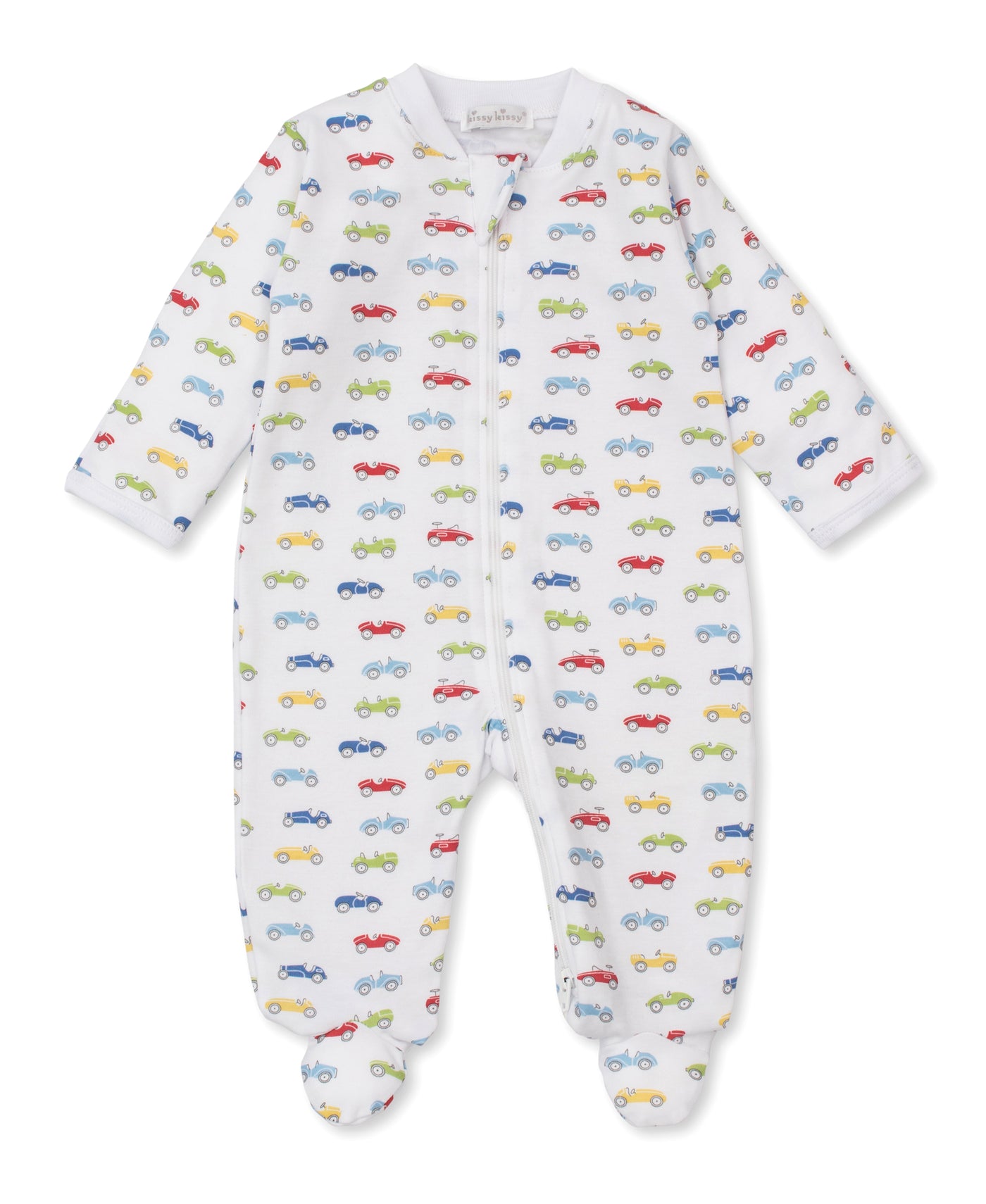 Kissy Car Central Print Zip Footie