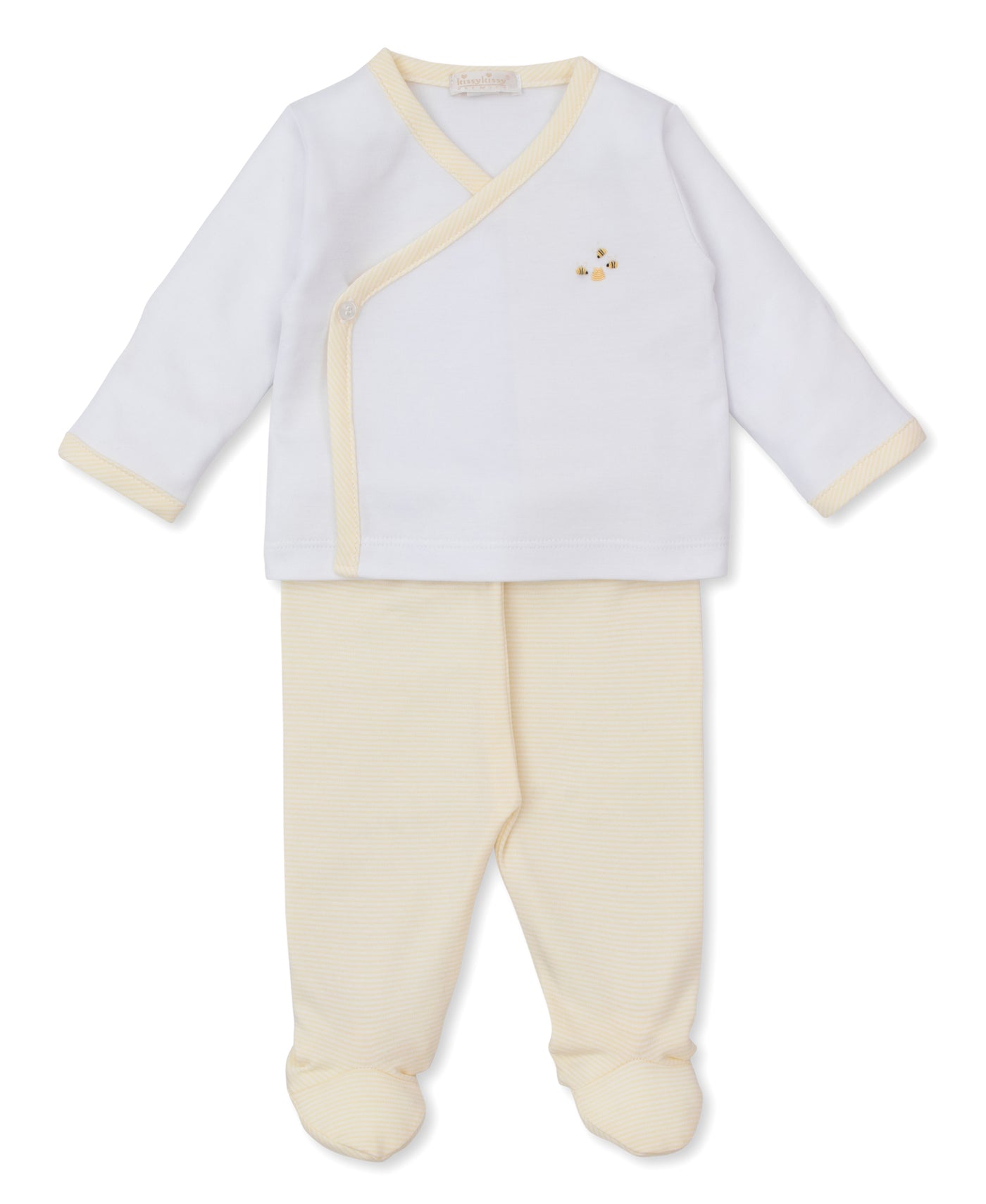 Kissy Bee Hive Embroidered Footed Pant Set