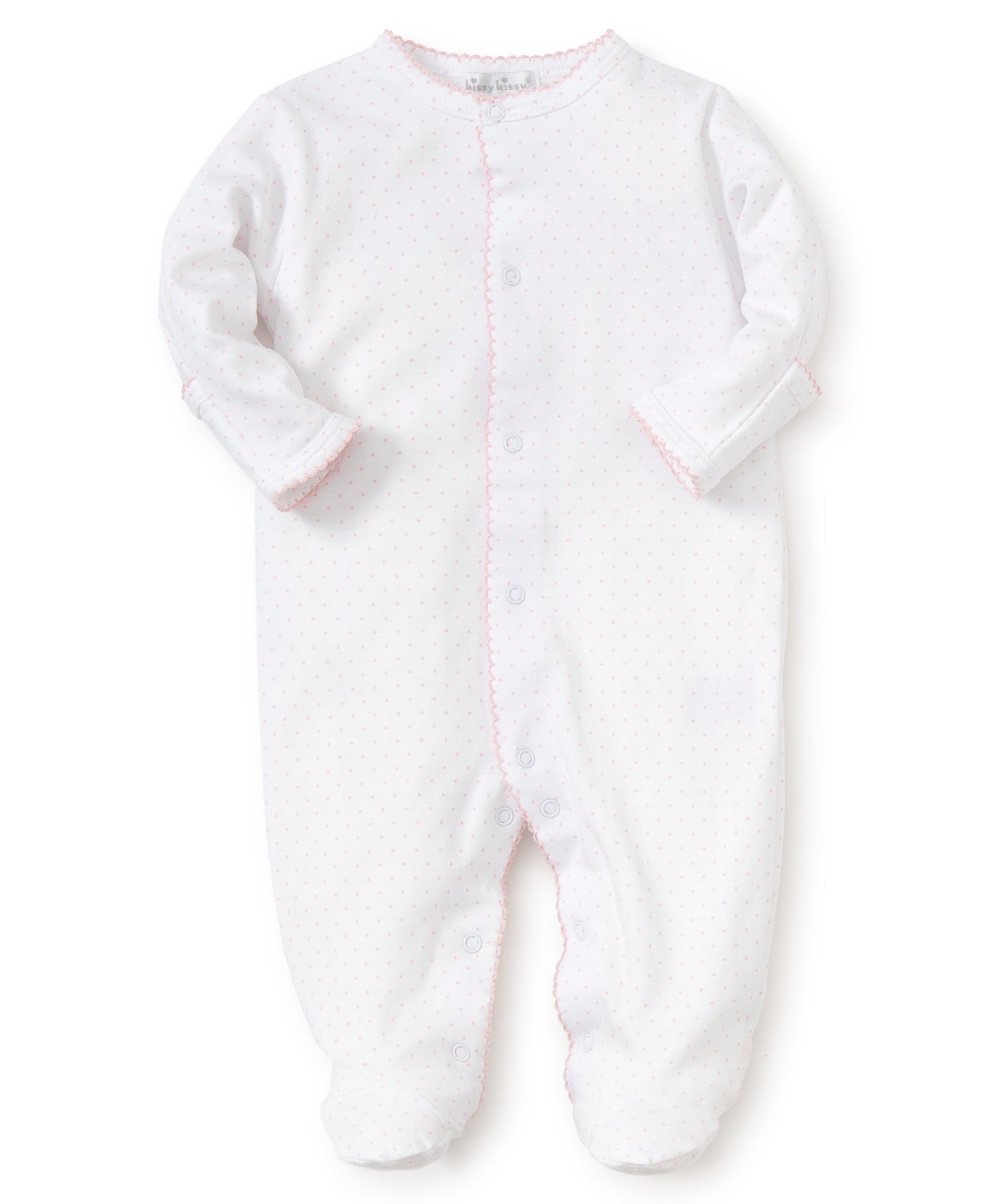 Kissy Dots Print Footie - White/Pink