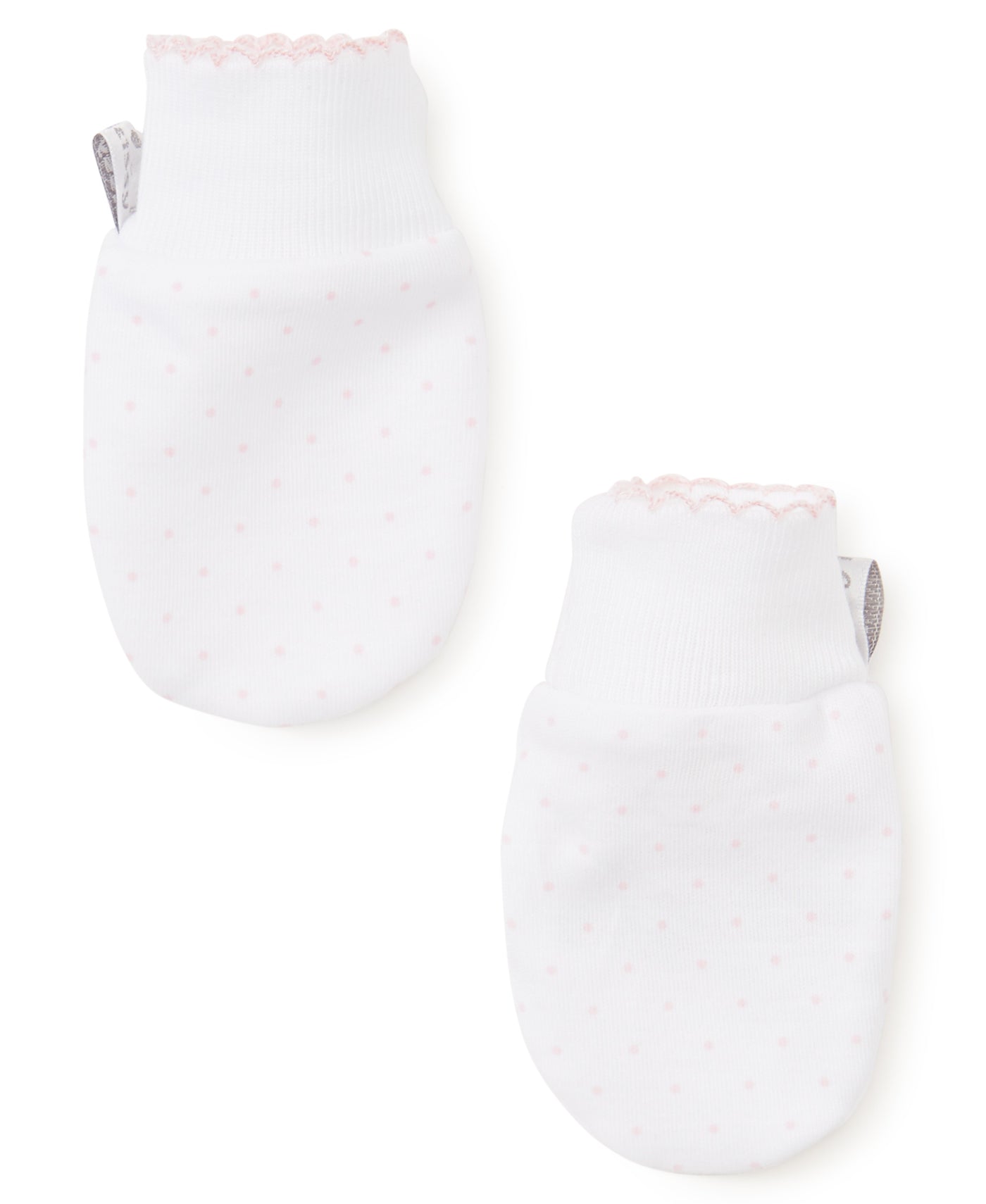 Kissy Dots Print Mitts - White/Pink