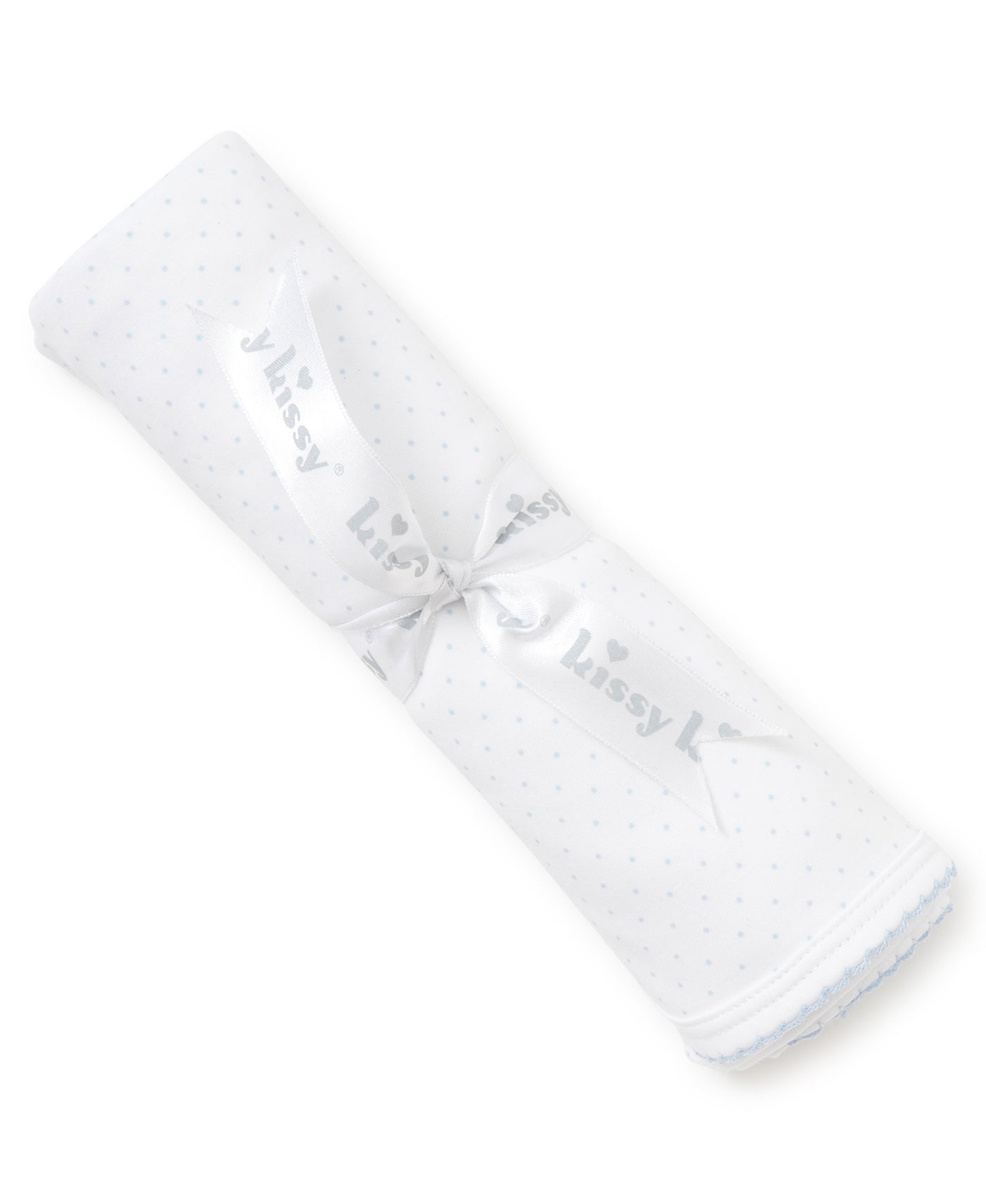 Kissy Dots Print Blanket - White/Lt Blue