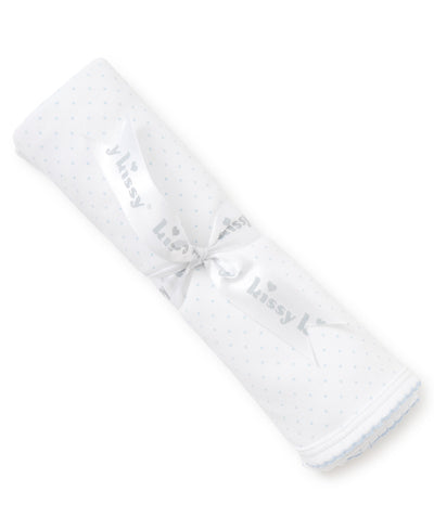 Kissy Dots Print Blanket - White/Lt Blue