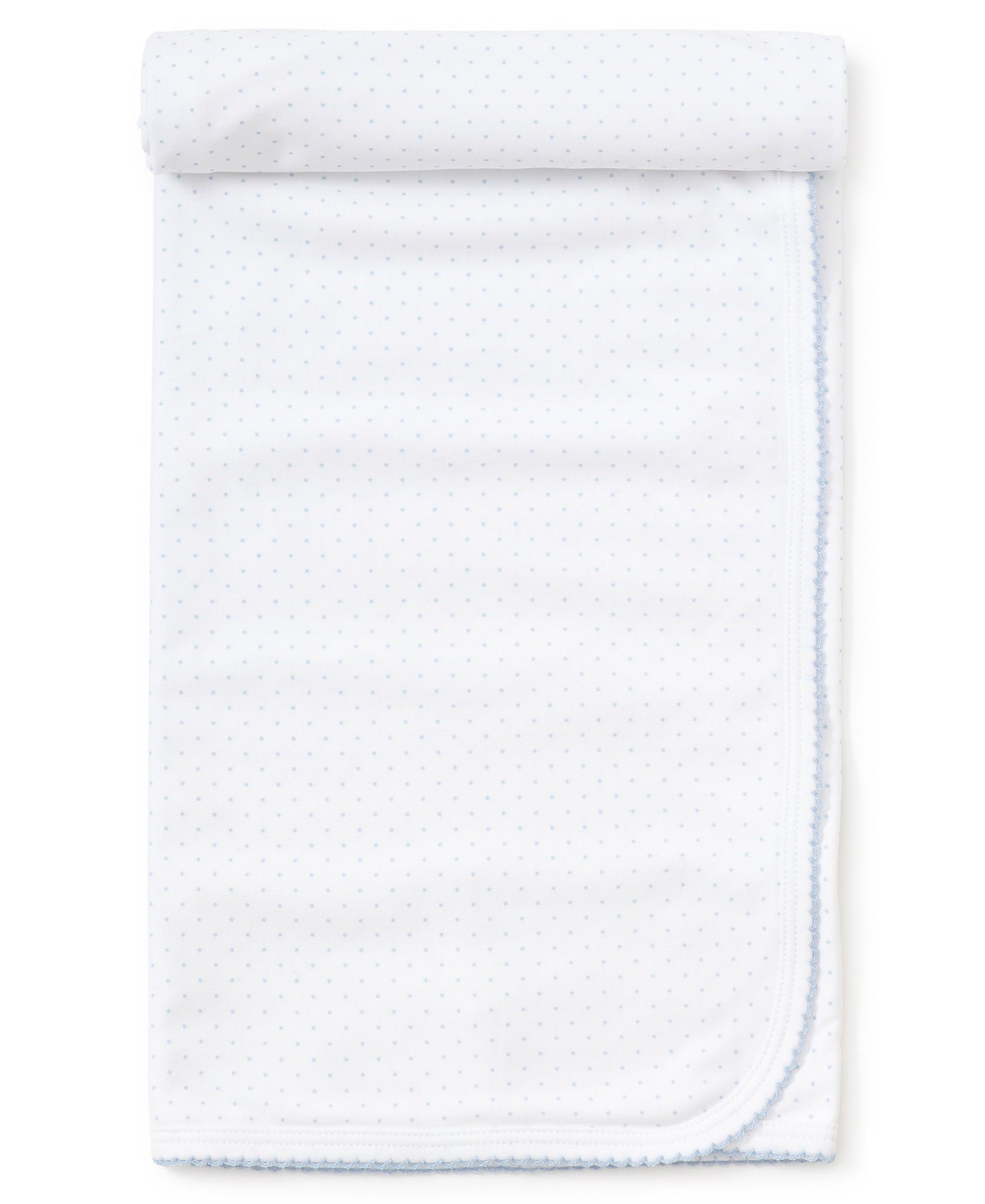 Kissy Dots Print Blanket - White/Lt Blue