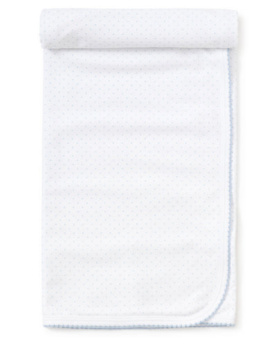 Kissy Dots Print Blanket - White/Lt Blue
