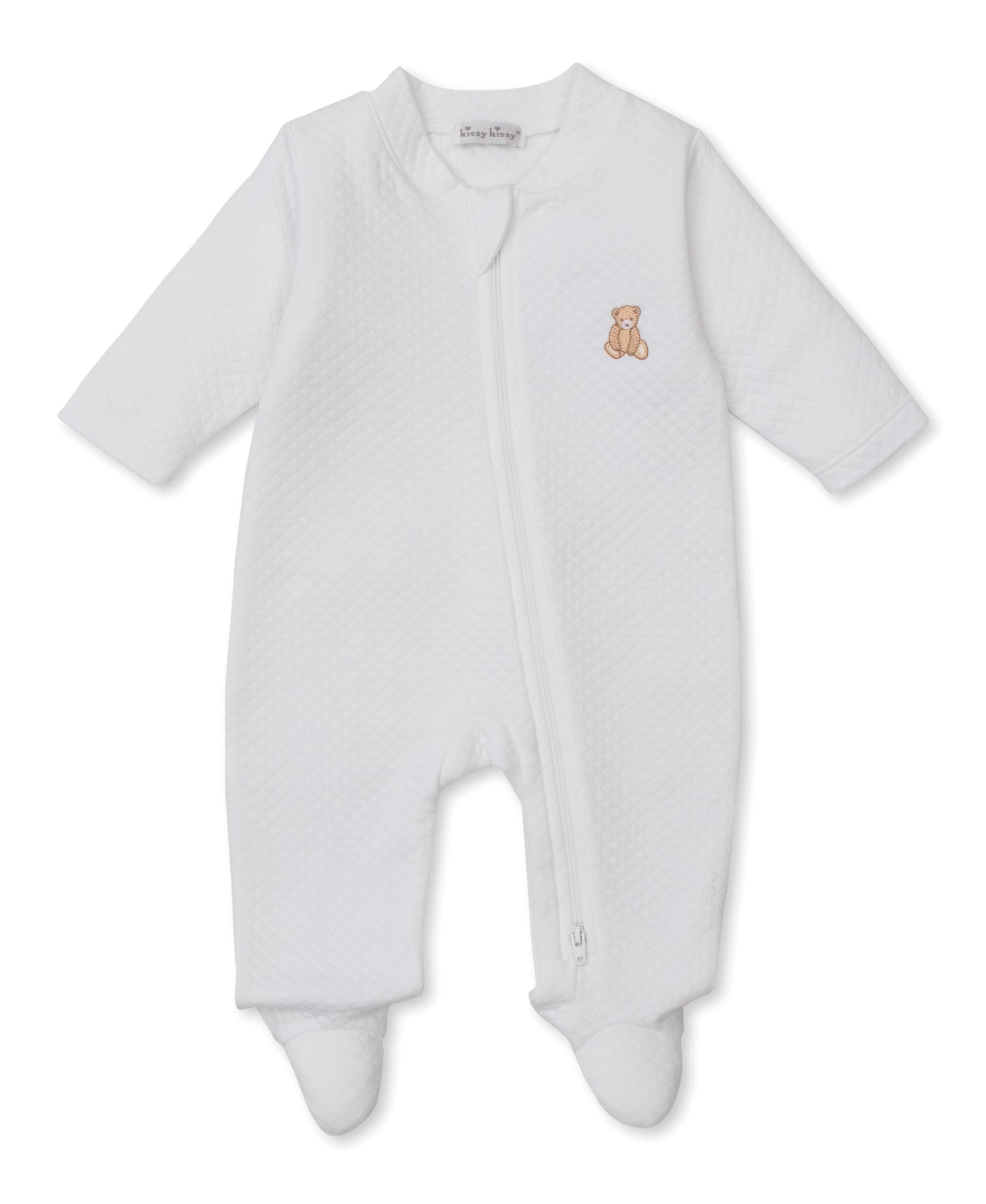 Jacquard Footie W/ Zip - Teddy Bear Time WH