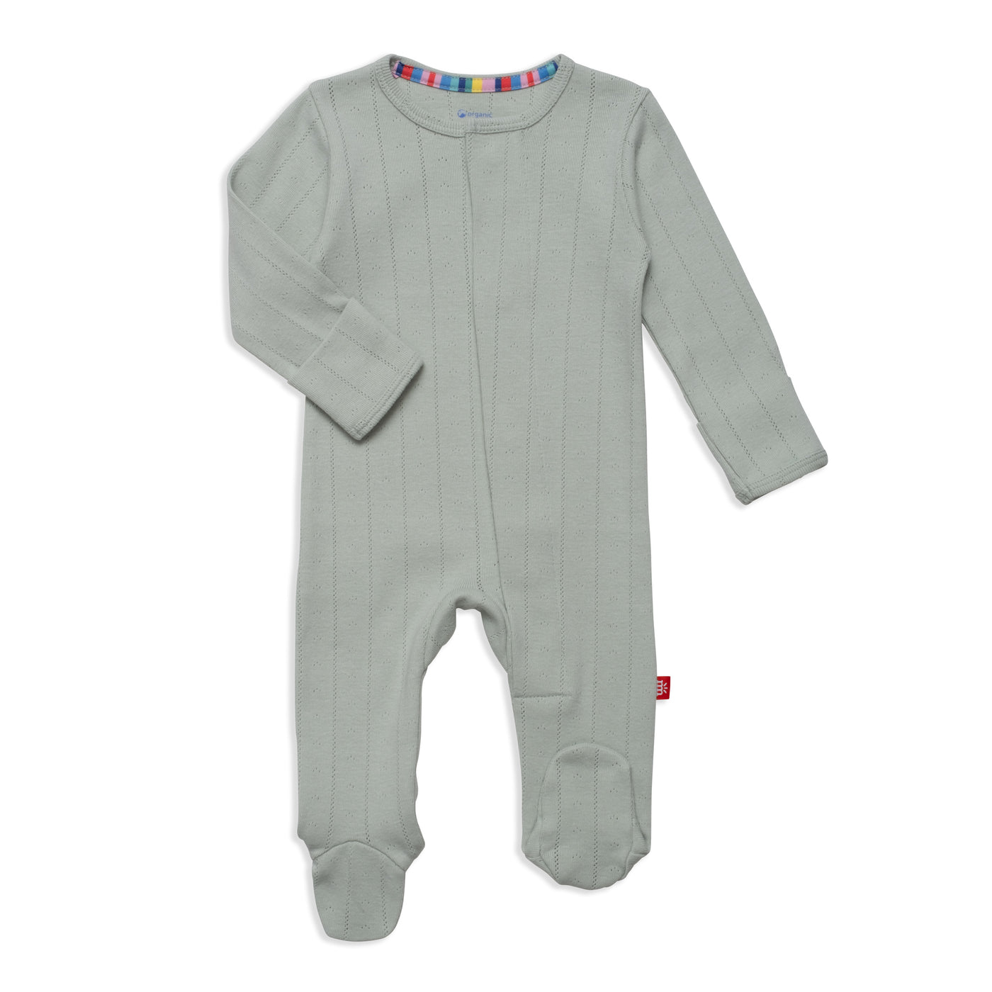 Pointelle Footie - Love Lines Seagrass