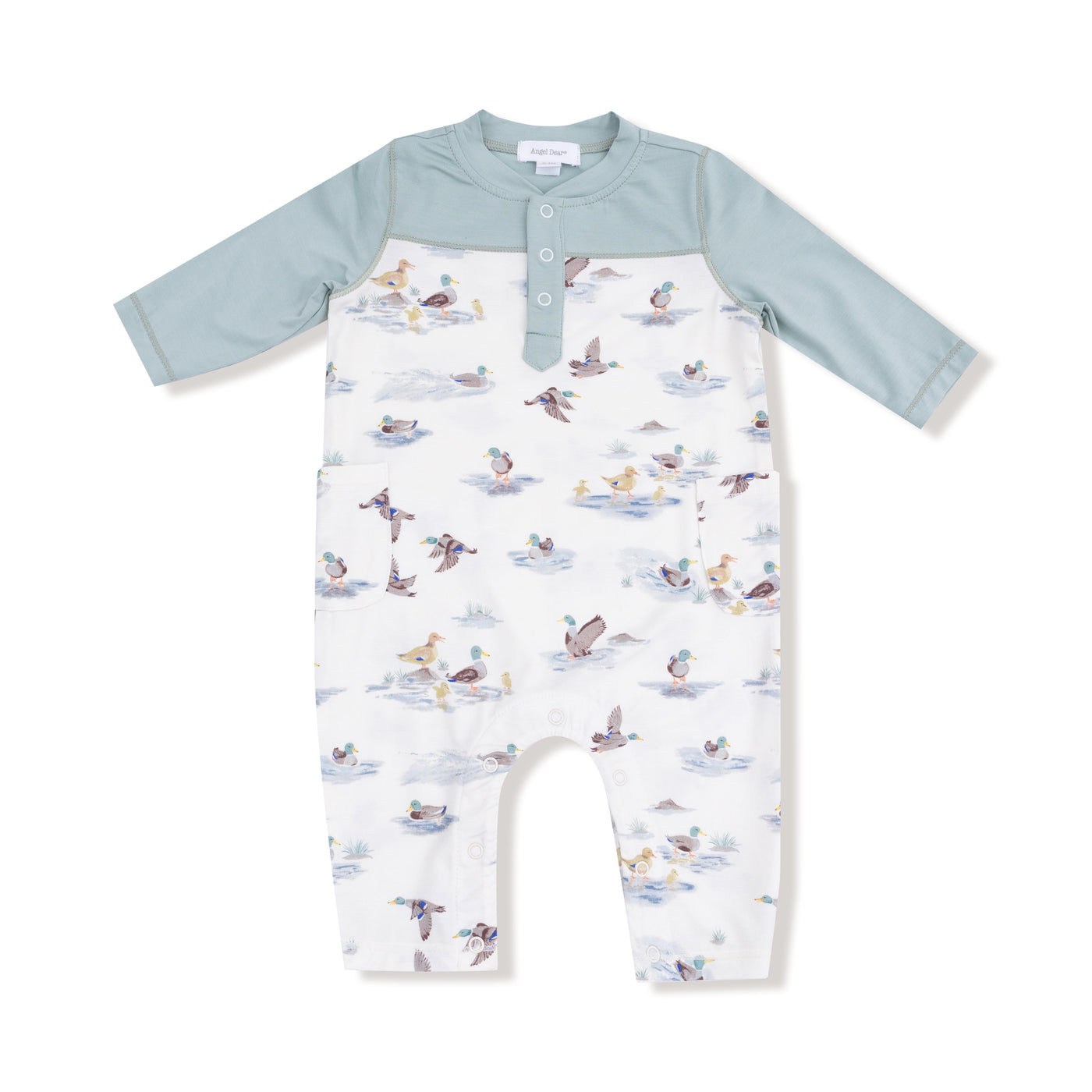 Contrast Sleeve Romper - Migrating Mallards