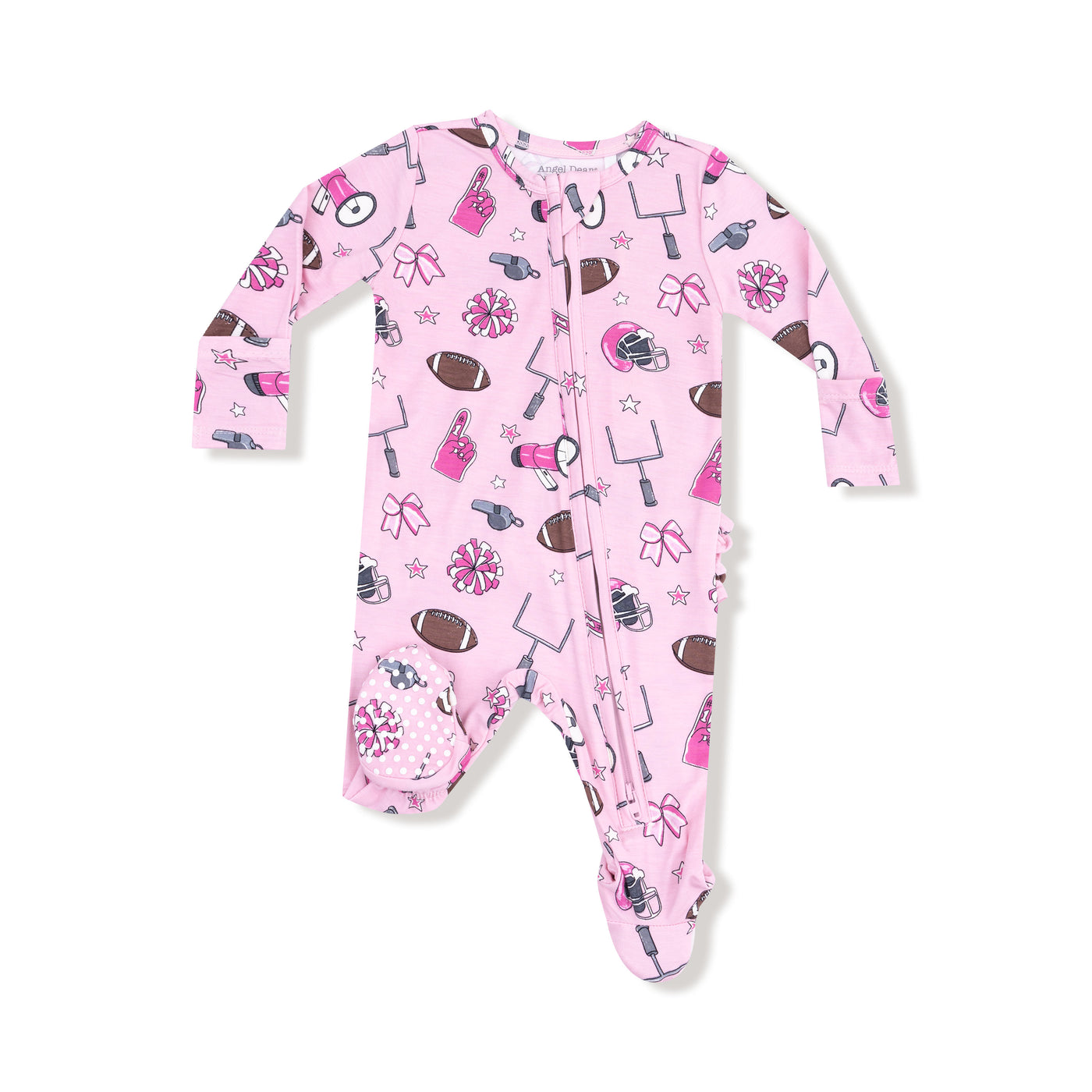 2 Way Zipper Footie - Game Day - Pink
