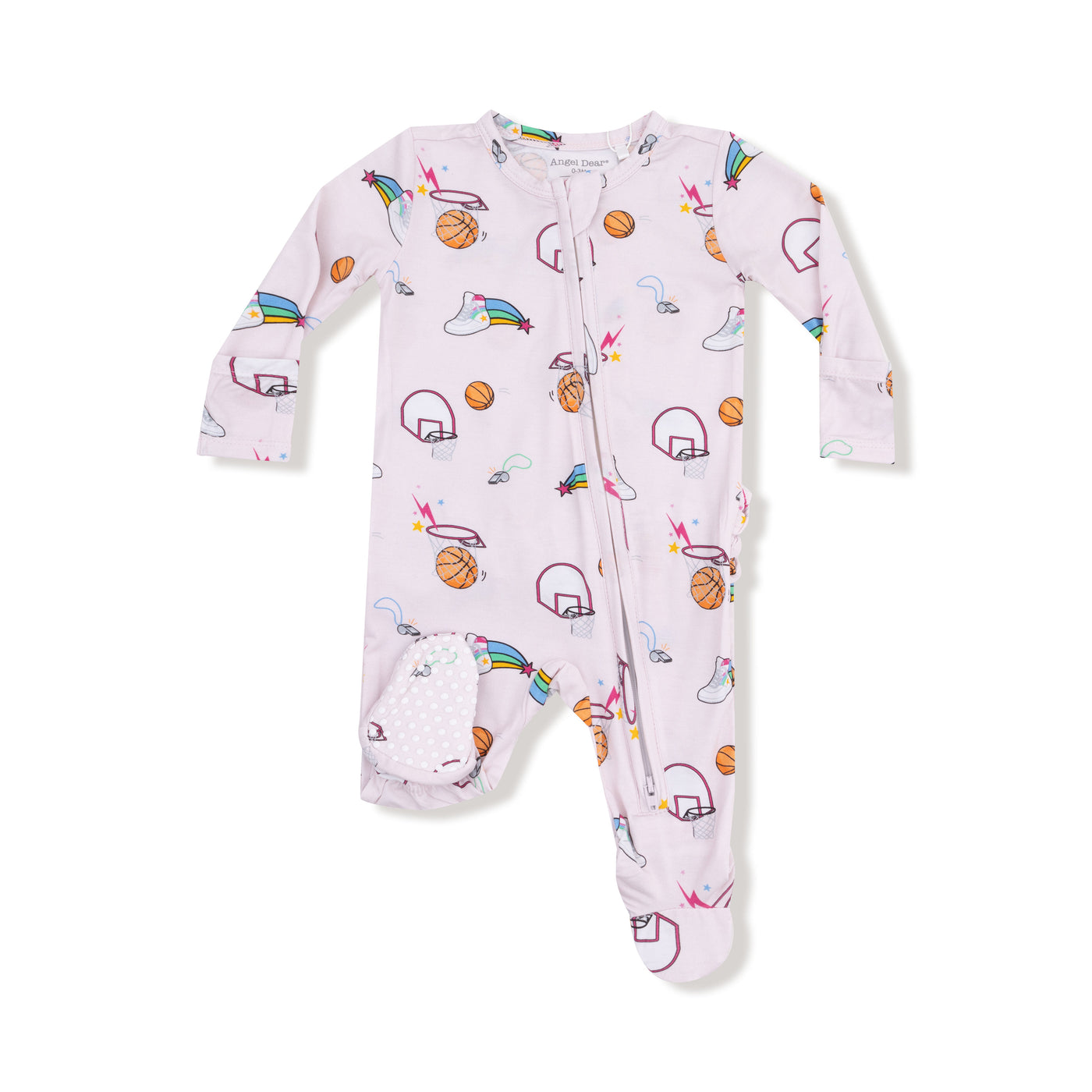 2 Way Zipper Footie - Basketball Pink
