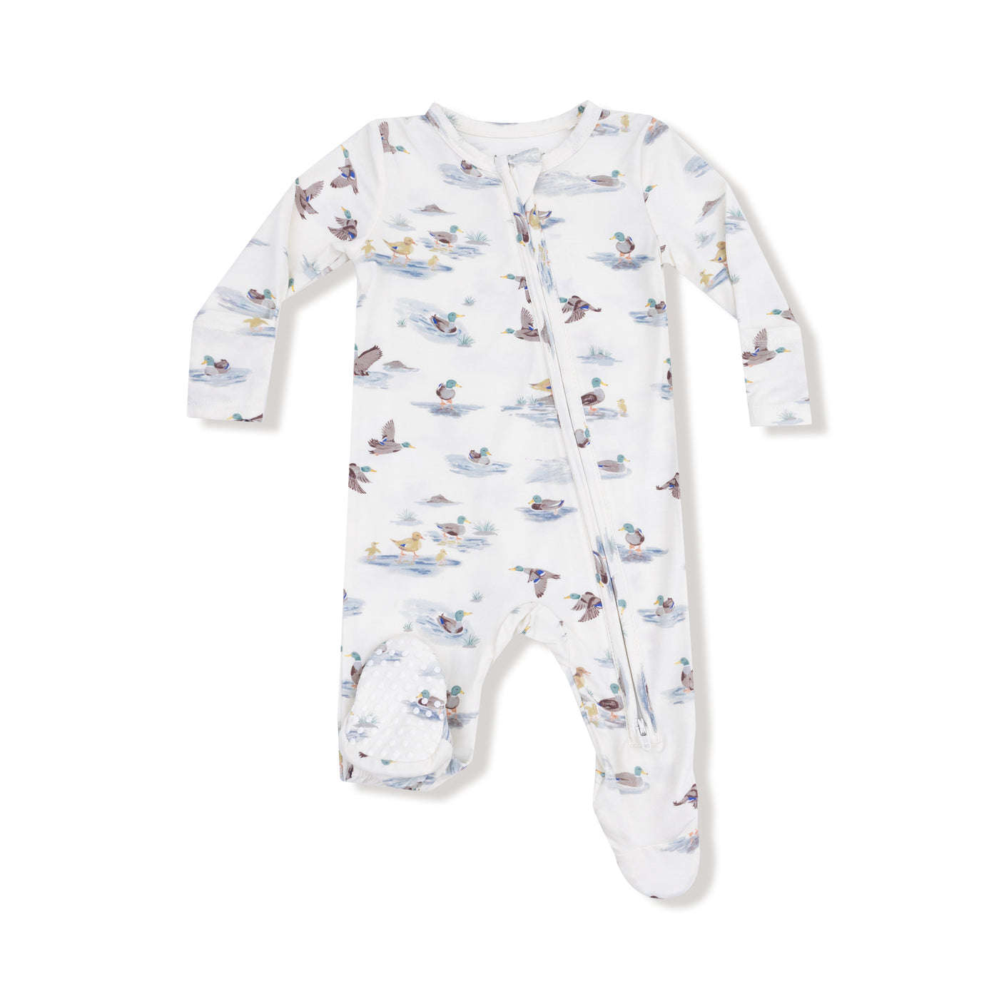 2 Way Zipper Footie - Migrating Mallards