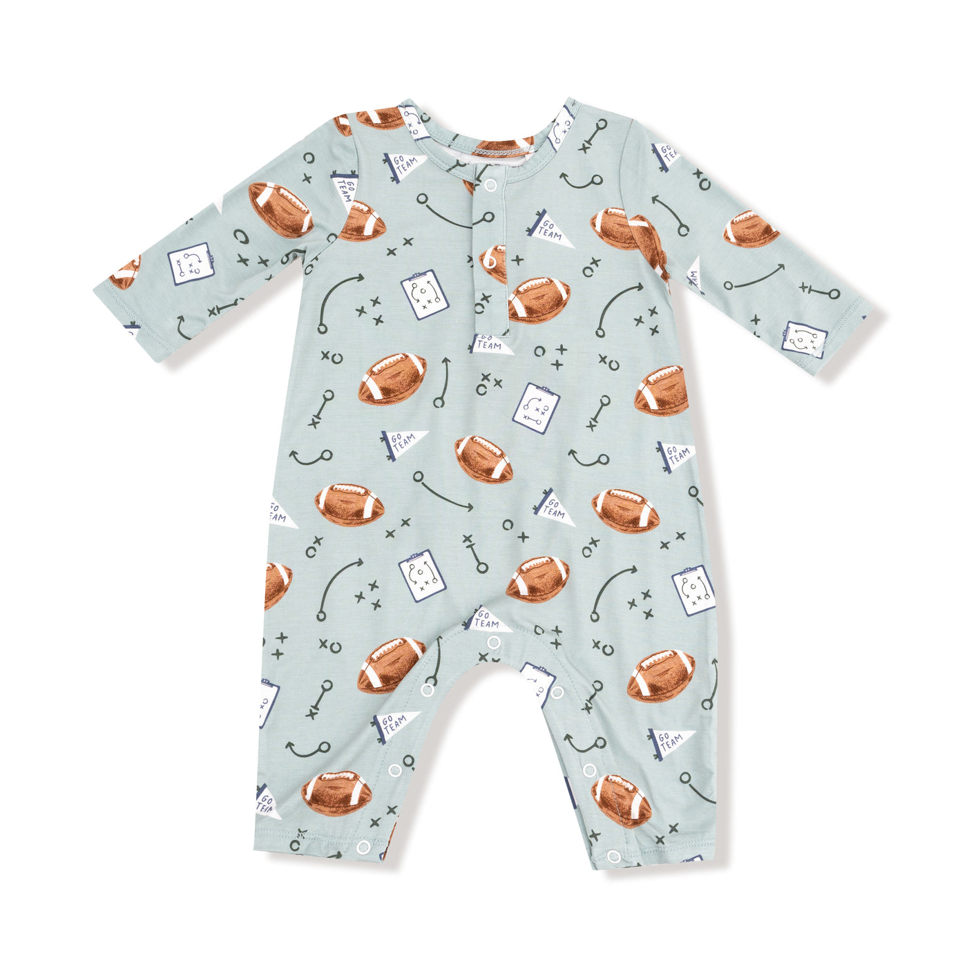 Raglan Henley Romper - Touchdown Time