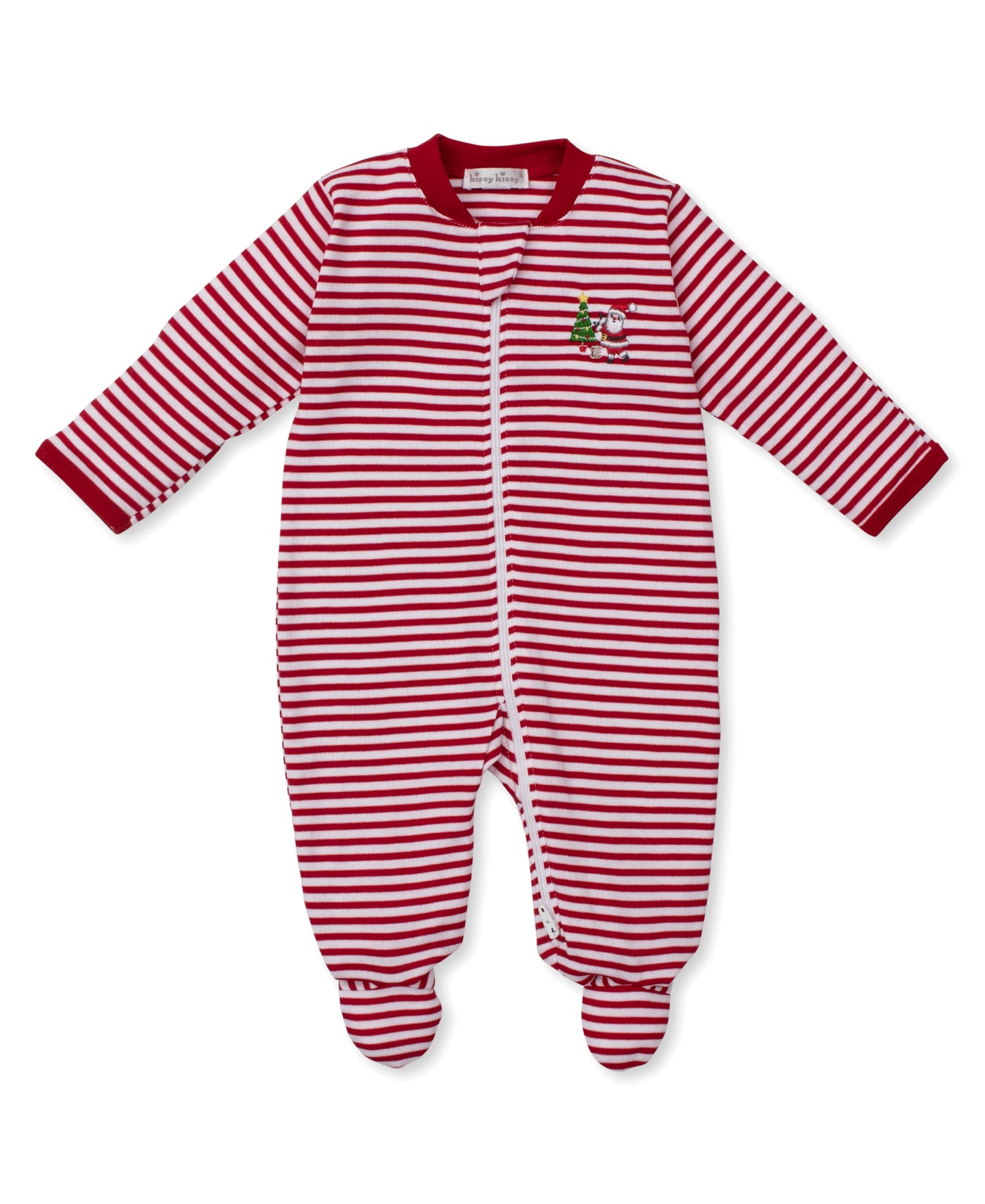 Zipper Footie - Christmas Capers - Red Stripe