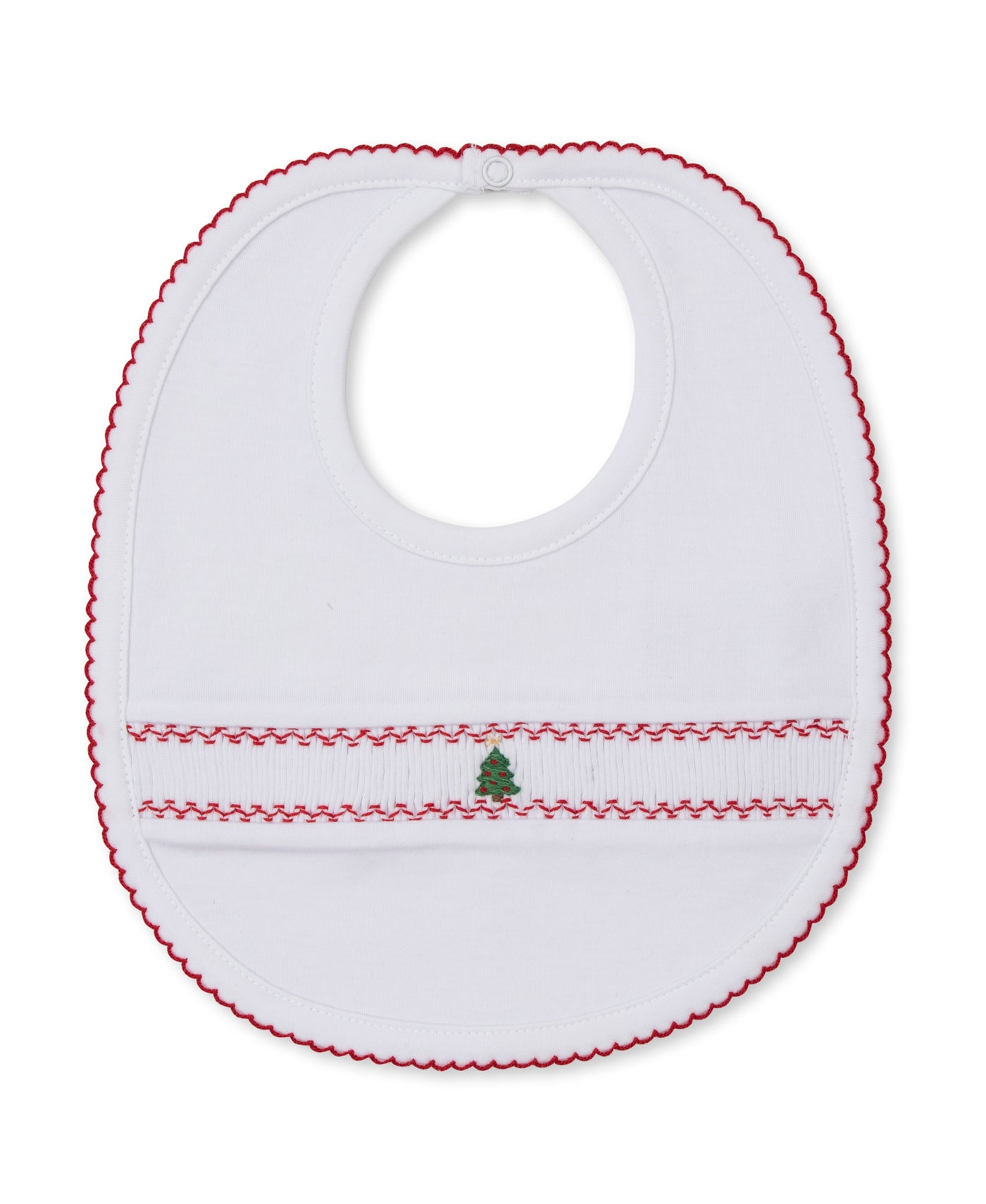 Smocked Bib - CLB Holiday Medley - White